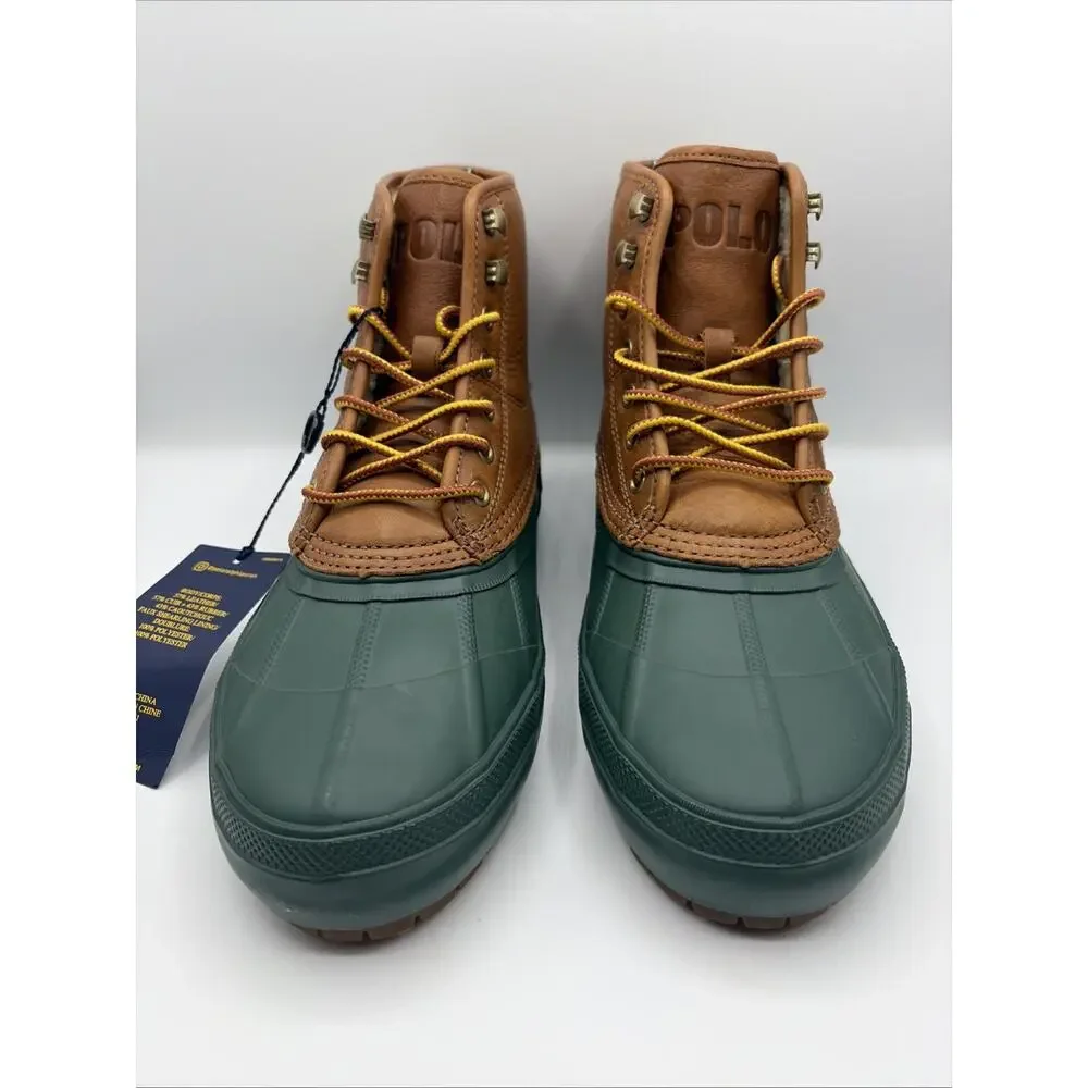 Polo Ralph Lauren Claus Lace-Up Mid Cut Duck Boots Leather Rubber Mens 8 NWT